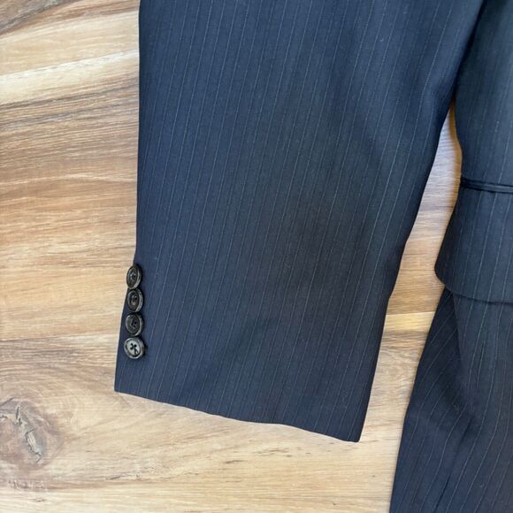 Hickey Freeman Blazer Mens 46L Gray Wool Pinstriped 2 Button Sport Jacket - Picture 7 of 11